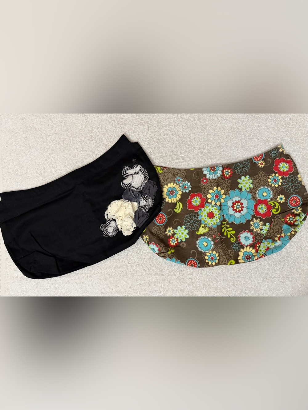 Thirty-One Fitted Purse Skirt Covers Set of 2 Black 3D Flovers & Floral Fanfare